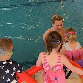 Childrens classes (4 years and older) teacher in the water until they achieve 10 metres.